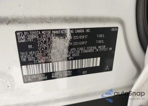 2024 Toyota Rav4 Xle из США, поврежденный, VIN 2T3W1RFV9RC293860